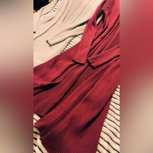 Set of 2 Sweater Cardigans Gray and Burgundy Size Large